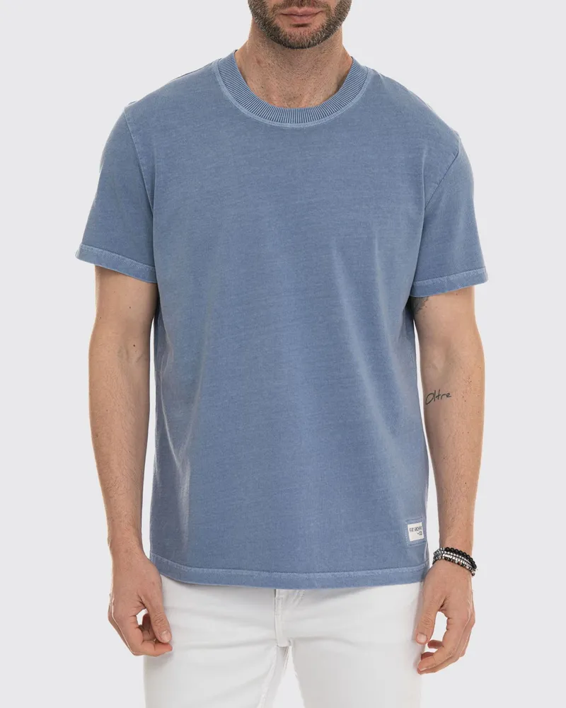 Fay Basic Baumwoll-T-Shirt Blau