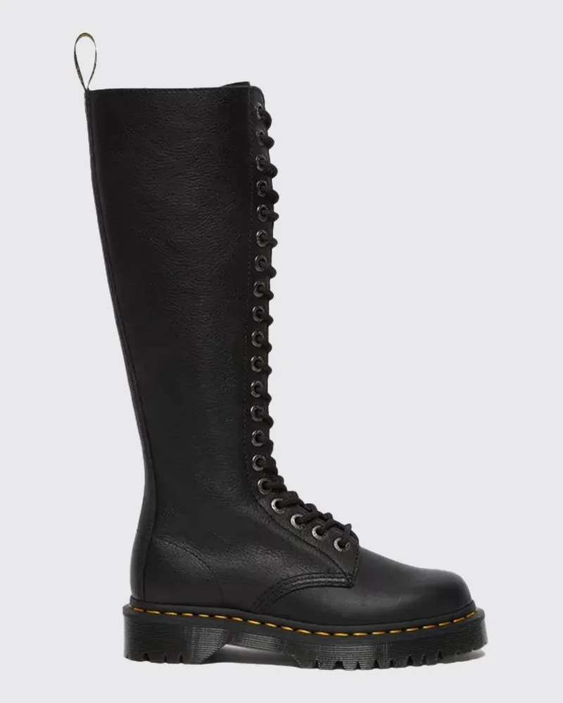 Dr.Martens Kniehohe 1B60 Bex Lederstiefel mit Seitenreißverschluss und Zuglasche Schwarz