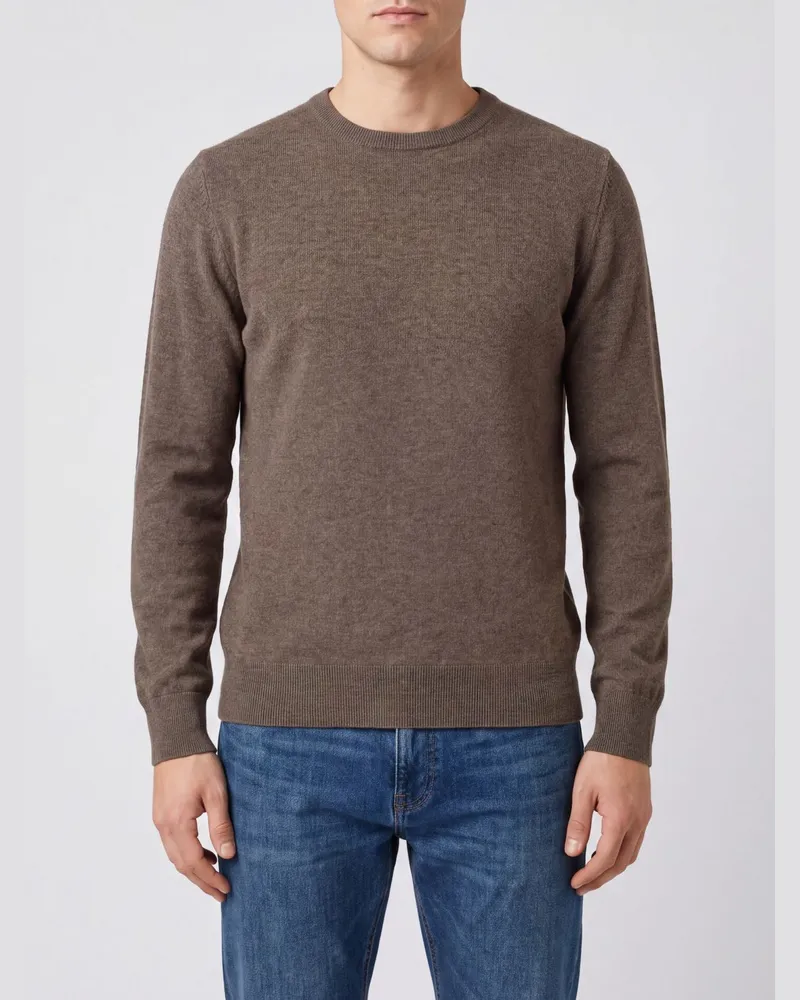 Ballantyne Gerippter Pullover mit Rundhalsausschnitt aus 100 % Kaschmir Taubengrau