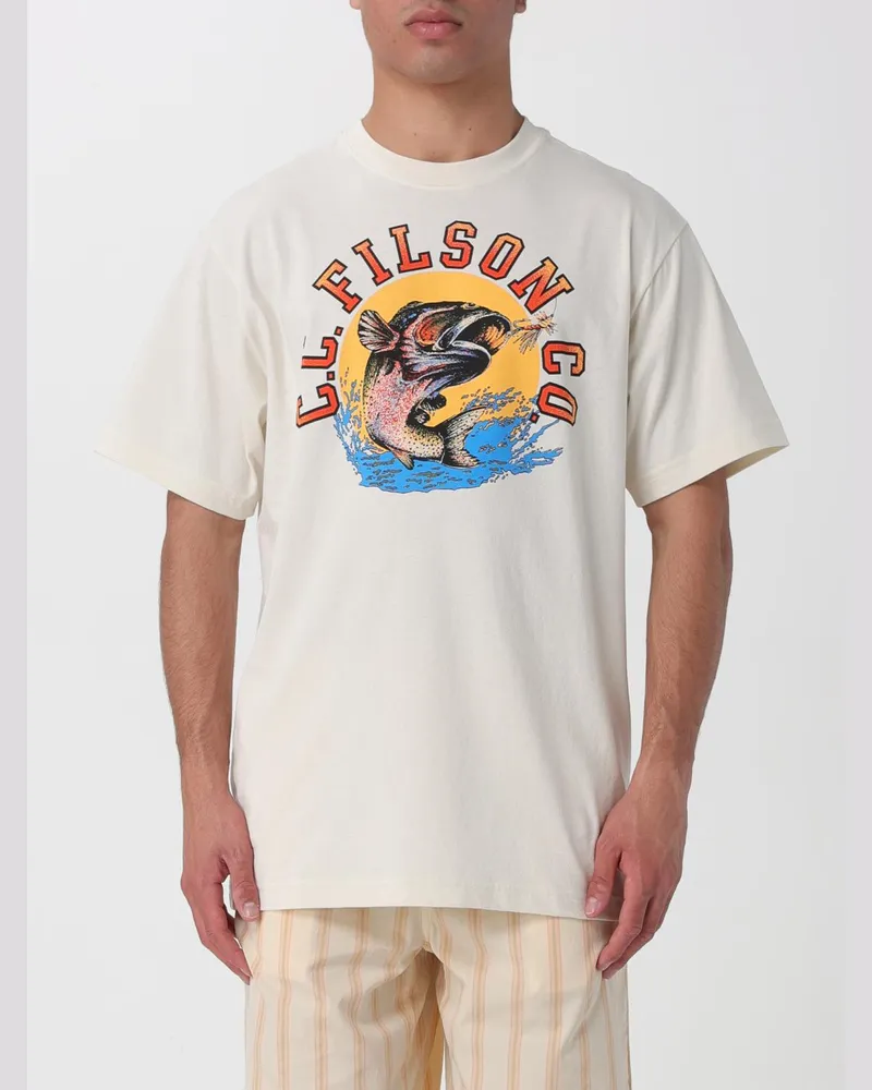 Filson Bedrucktes Baumwoll-T-Shirt Weiß