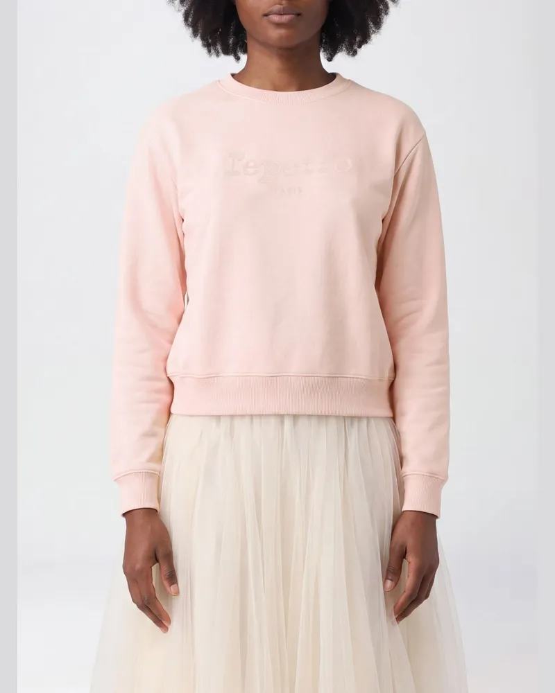 Repetto Rundhals-Sweatshirt aus reiner Baumwolle mit Logostickerei Pink