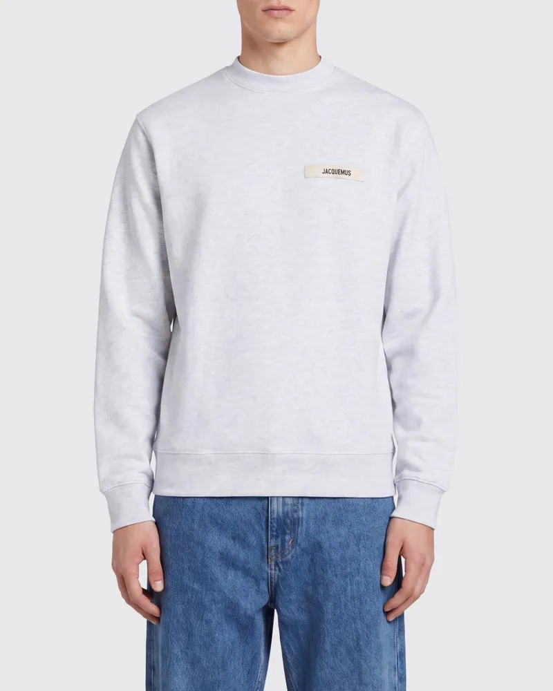 Jacquemus Sweatshirt mit Rundhalsausschnitt aus reiner Baumwolle und appliziertem Kontrastlogo Grau