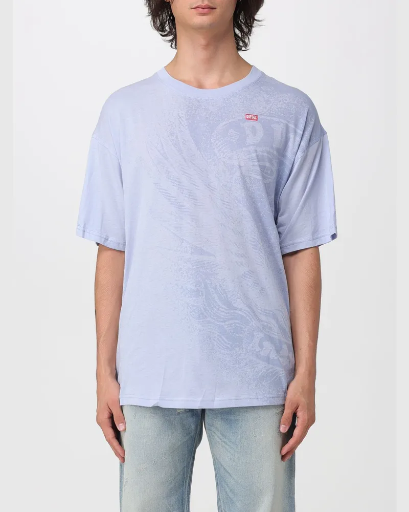 Diesel Relaxed Fit Baumwoll-T-Shirt mit Rundhalsausschnitt und grafischem Logo-Print Hellblau