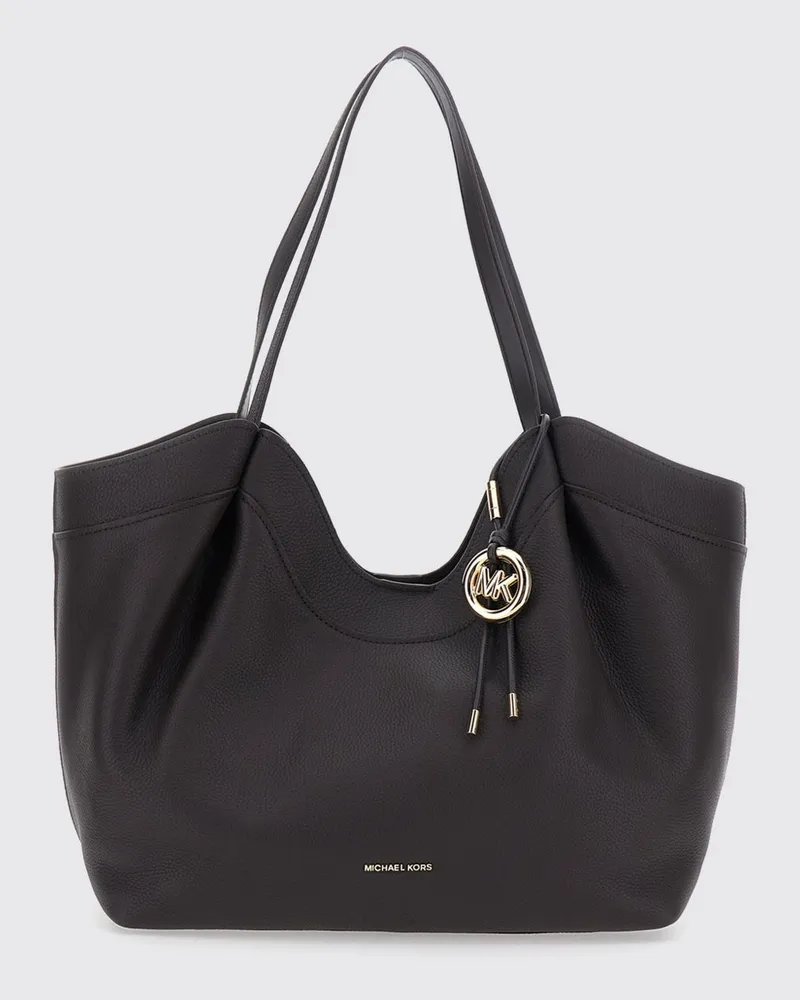 Michael Kors Nolita Tote-Tasche aus genarbtem Leder mit doppeltem Henkel und Anhänger Braun