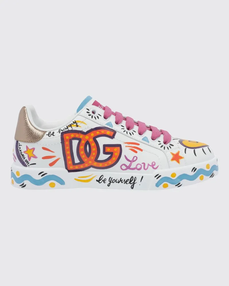 Dolce & Gabbana DOLCE  GABBANA Portofino Low-Top-Sneakers Dolce & Gabbana aus Kalbsleder mit DG-Monogramm-Print Fa01
