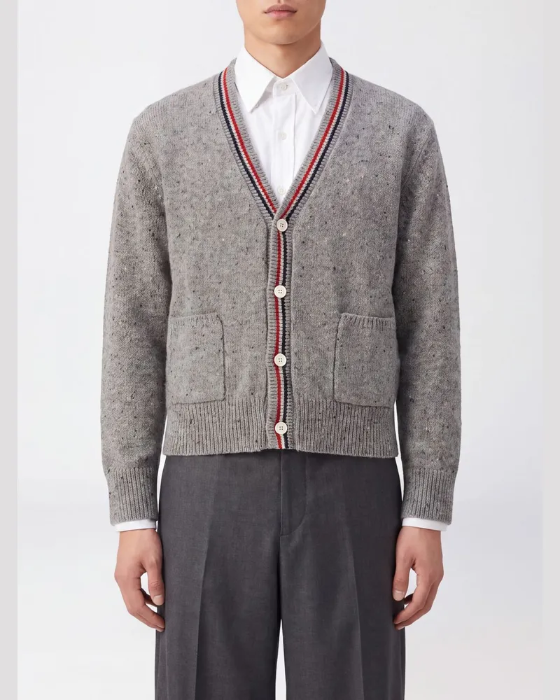Thom Browne Slim Fit Cardigan von aus Wolle und Mohair mit Fauna-Print Grau