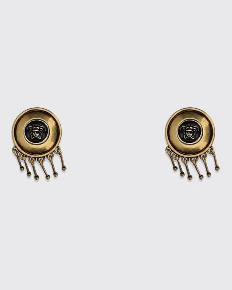 Versace Medusa-Logo Hängeohrringe aus Messing mit Clip-Verschluss Gold