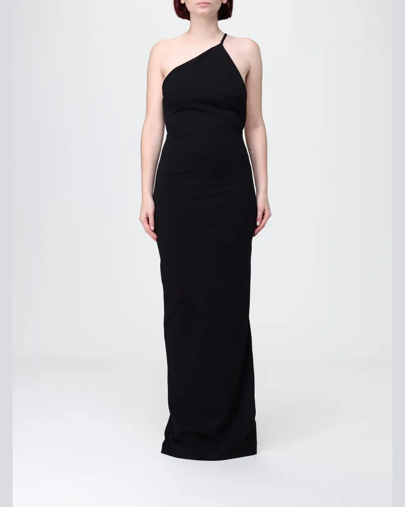 Solace London Langes Crêpe-Kleid Schwarz