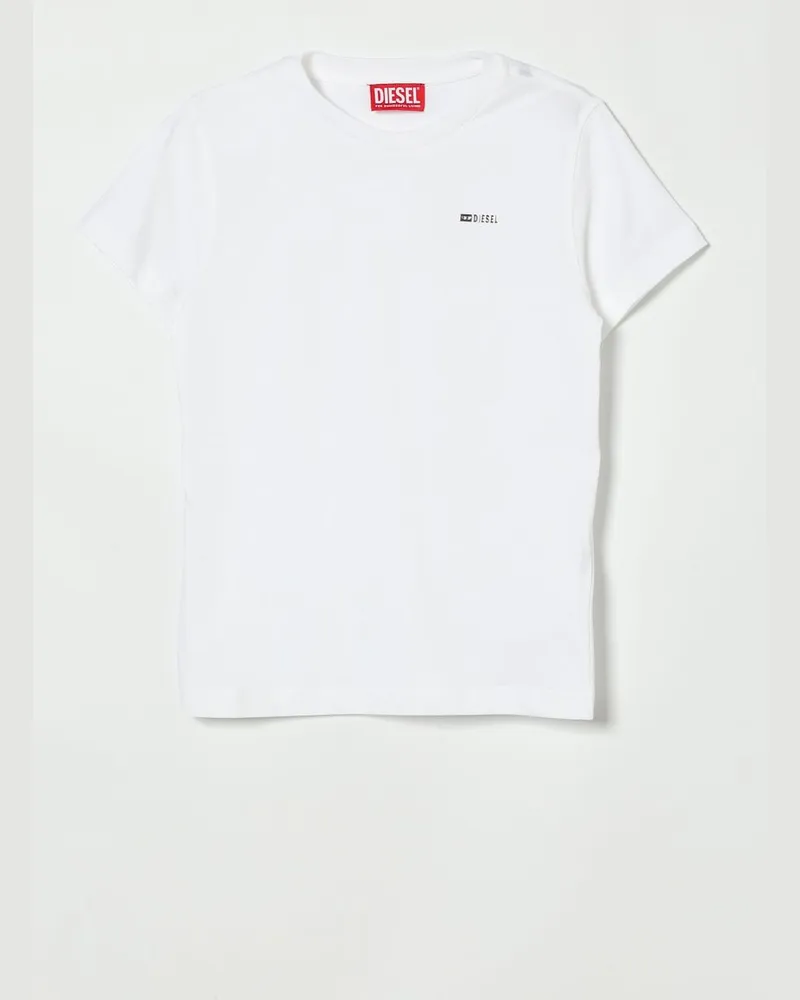 Diesel Baumwoll-T-Shirt mit Mini-Logo Weiß