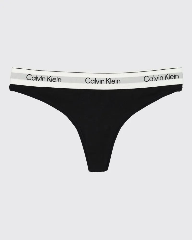 Calvin Klein Tanga aus Baumwollmischung mit Logo Schwarz