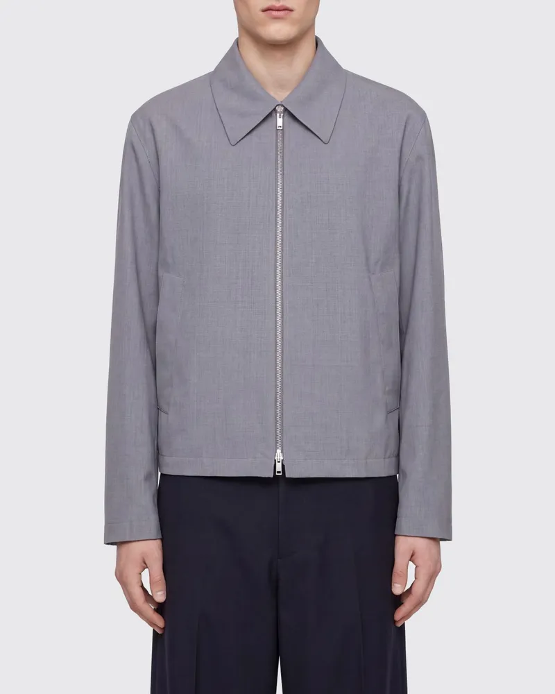 Jil Sander Hemdjacke aus reiner Wolle mit Reißverschluss Grau