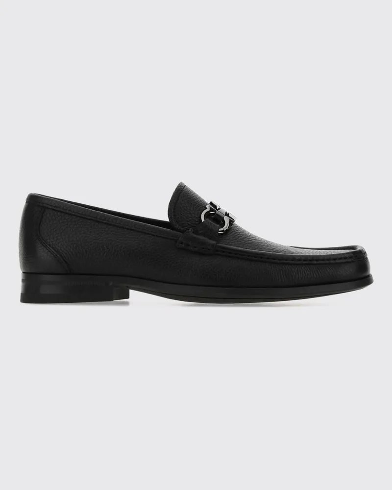 Ferragamo Loafer aus genarbtem Kalbsleder mit Gancini-Horsebit-Detail Schwarz