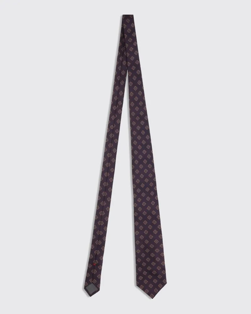 Brunello Cucinelli Krawatte aus reiner Seide mit geometrischem Muster und Schlaufe Violett