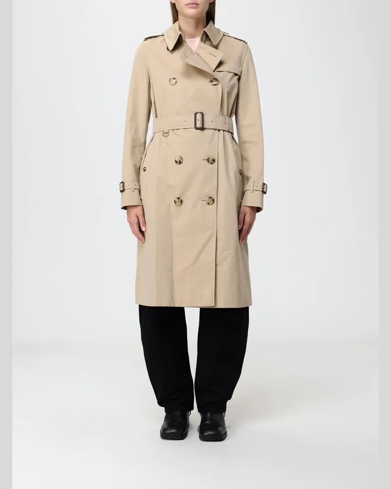 Burberry Langer zweireihiger Baumwoll-Trenchcoat mit Gürtel Beige