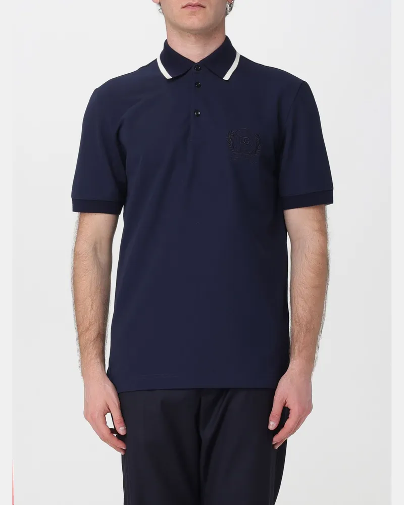Dolce & Gabbana DOLCE  GABBANA Basic Baumwoll-Polohemd Dolce & Gabbana Blau