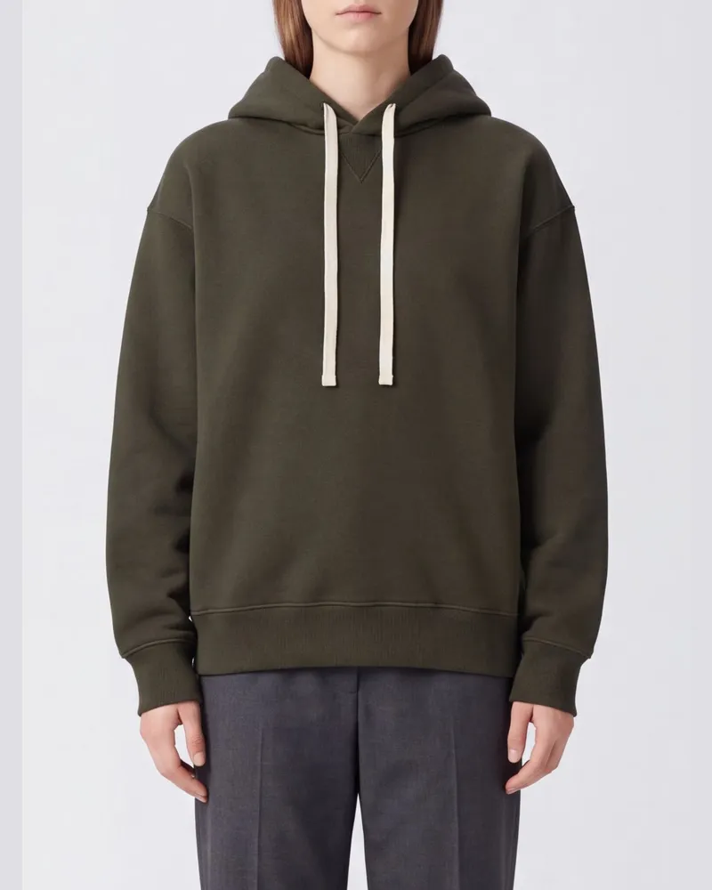 Jil Sander Relaxed-Fit-Hoodie aus Baumwolle mit Kordelzug und Kontrast-Logo Grün