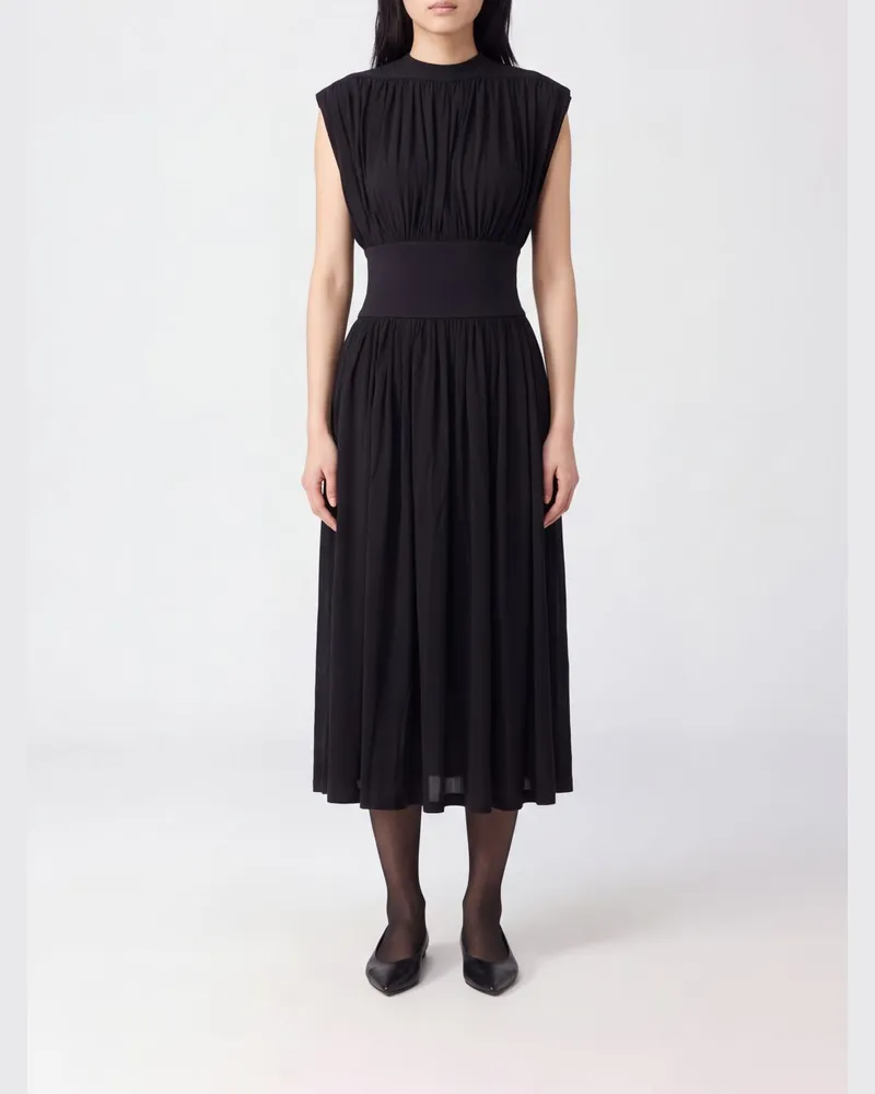Anine Bing Ärmelloses A-Linien-Midikleid aus plissierter Viskose Schwarz