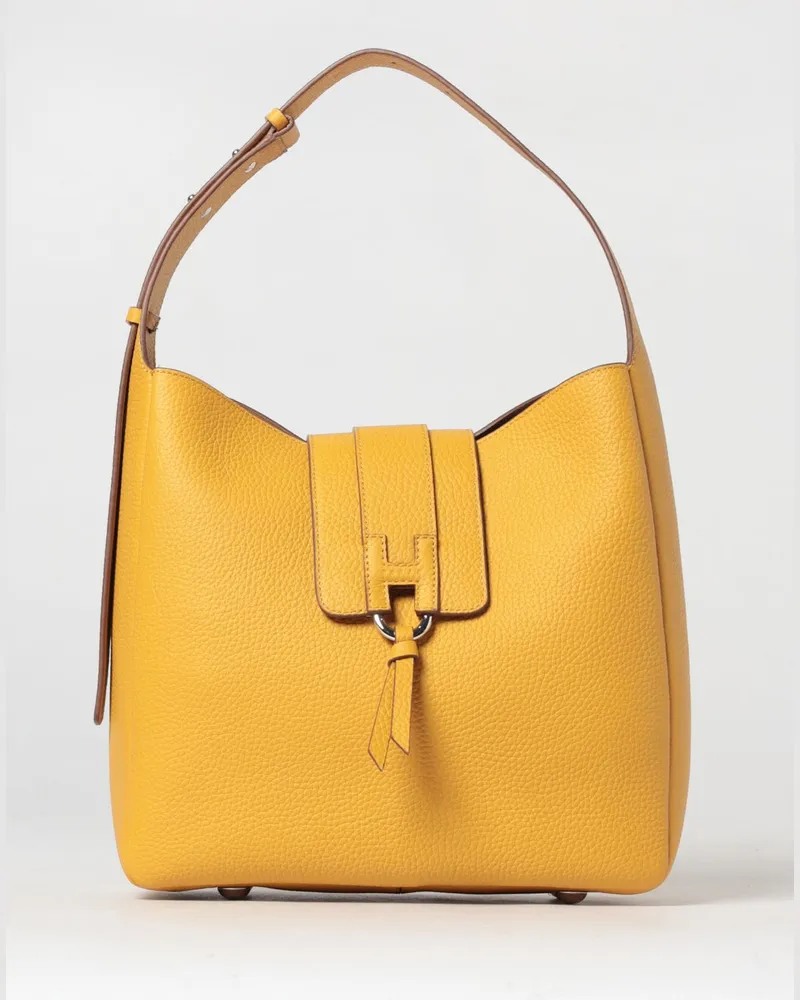 Hogan Hobo Schultertasche aus genarbtem Leder Gelb