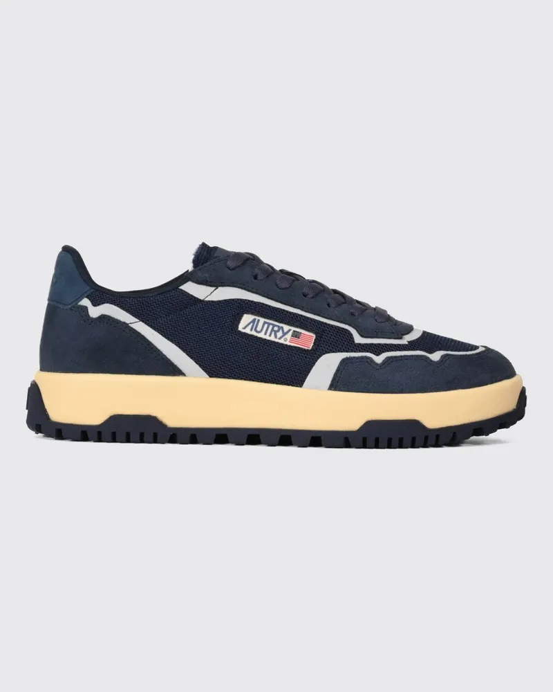 AUTRY Wildpace Low Sneakers aus Leder und Mesh mit Kontrastlogo und gezackter Sohle Blau