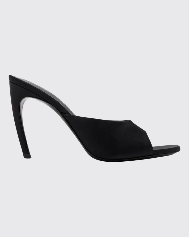 ATTICO Betta Mules-Sandalen aus Satin mit hohem, geschwungenem Absatz und offener Spitze Schwarz