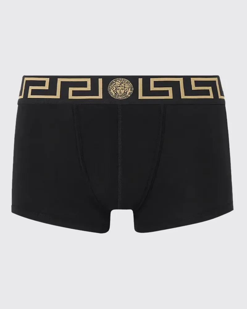 Versace Boxershorts aus Stretch-Baumwolle mit Greca-Print und Medusa-Logo Grau