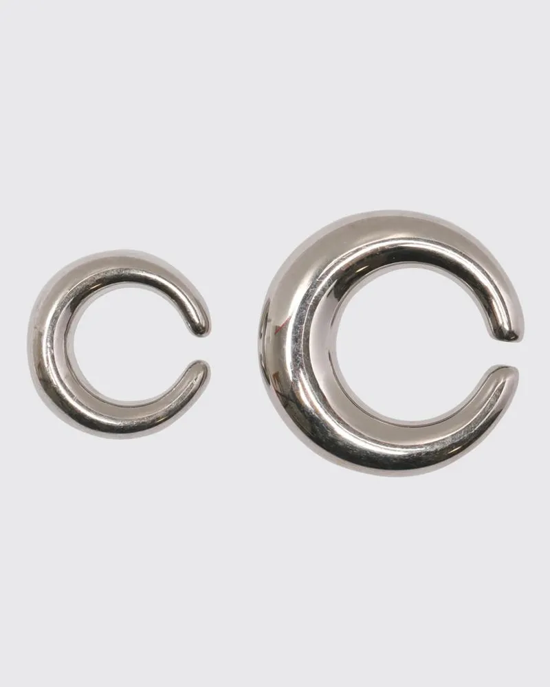PANCONESI Set aus zwei minimalistischen Ohrklemmen aus verchromtem Metall Silber