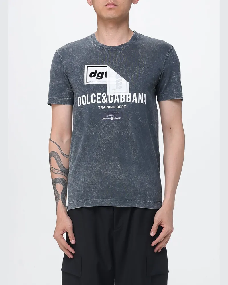 Dolce & Gabbana DOLCE  GABBANA Dolce & Gabbana Slim-Fit T-Shirt aus Baumwolle mit Kontrast-Logodruck Schwarz