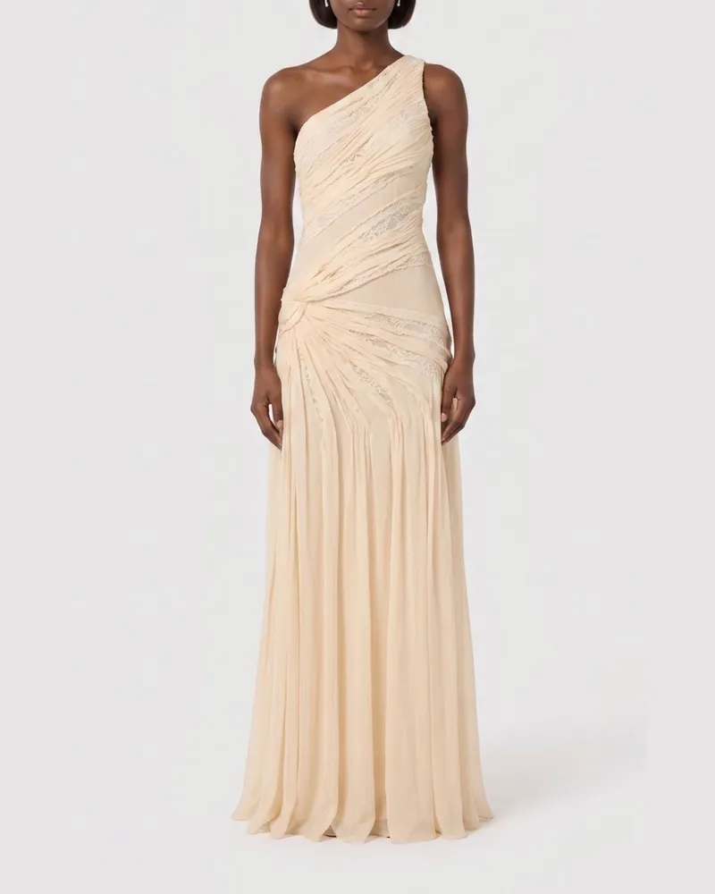 Elisabetta Franchi Langes Viskosekleid mit Strass Pink