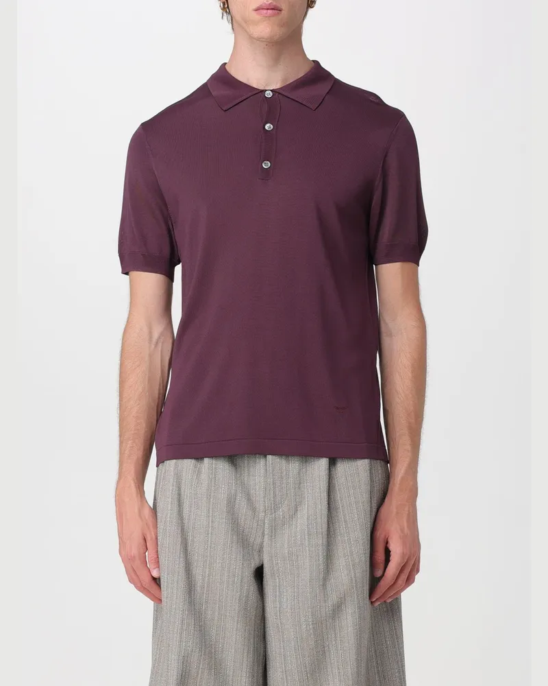 Emporio Armani Strick-Polohemd Pflaume
