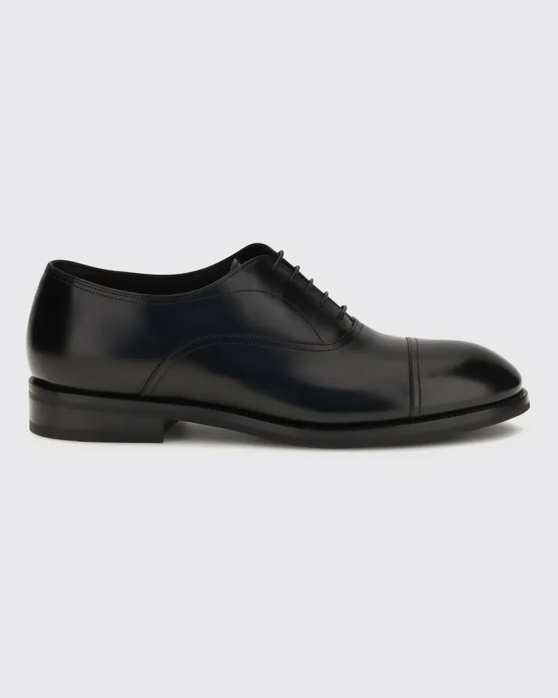 Santoni Oxford-Schnürschuhe aus glattem Kalbsleder mit Ledersohle Schwarz