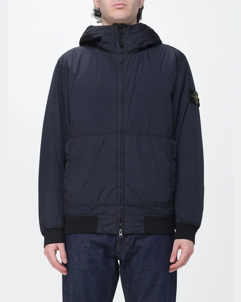 Stone Island Crinkle Reps NY Nylon-Windbreaker mit Kapuze und Logo Navy