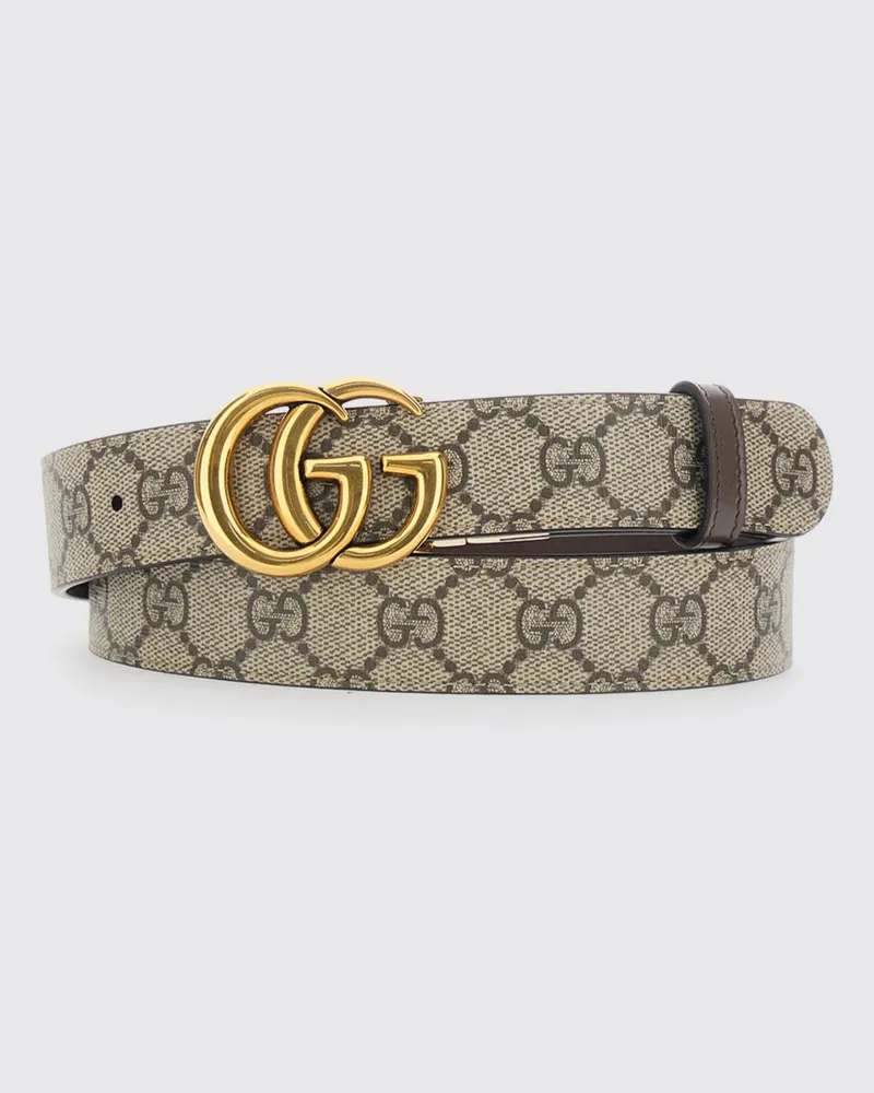 Gucci Wendegürtel GG Marmont aus Supreme Canvas und Leder mit Doppel-G-Schnalle Beige