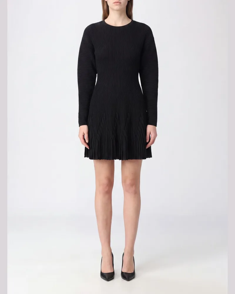 Elisabetta Franchi Elena Langarm-Strick-Minikleid mit überschnittenen Schultern Schwarz