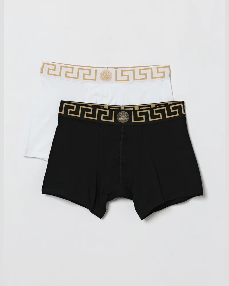 Versace Set aus 2 Baumwoll-Boxershorts mit Greca-Logo Weiß