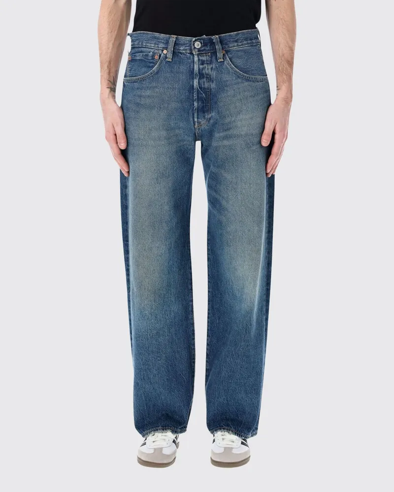 Levi's Straight-Fit Jeans aus Baumwoll-Denim in Used-Optik Blau