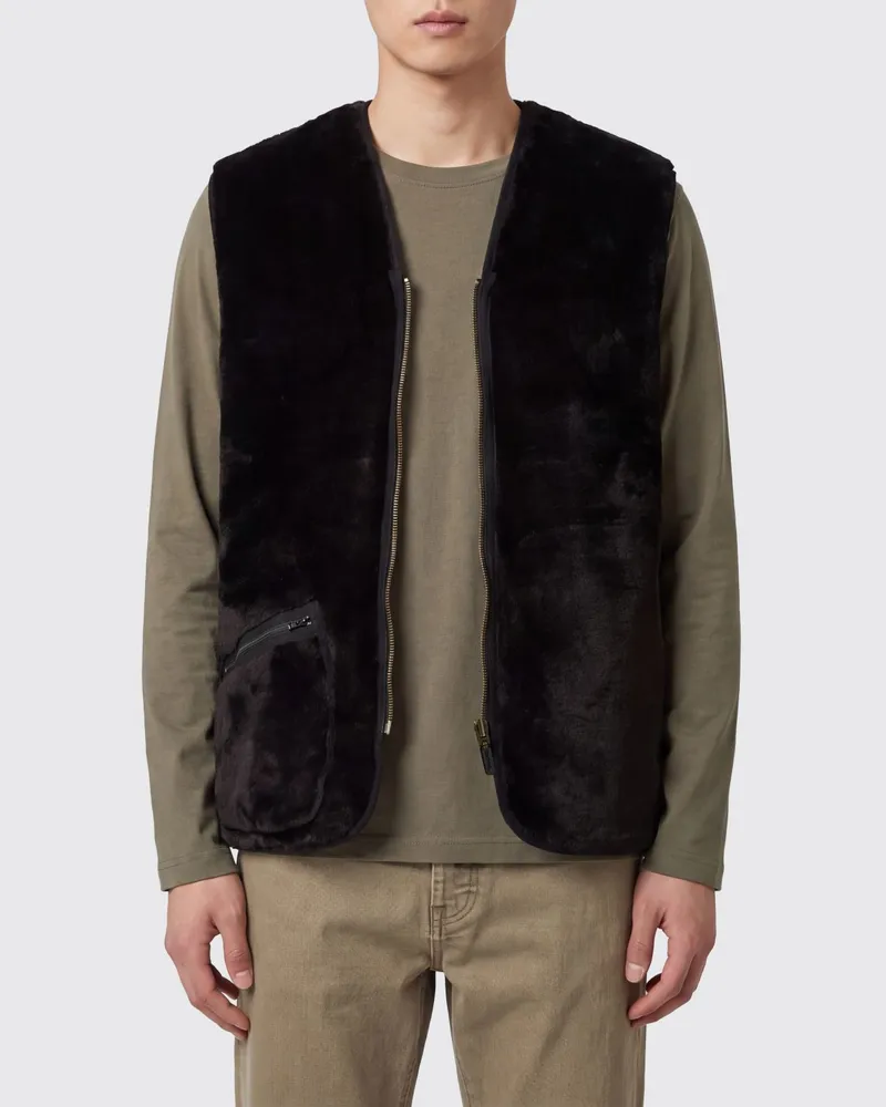 Barbour Warm Utility-Weste aus Fleece von mit V-Ausschnitt und Reißverschlusstaschen Schwarz
