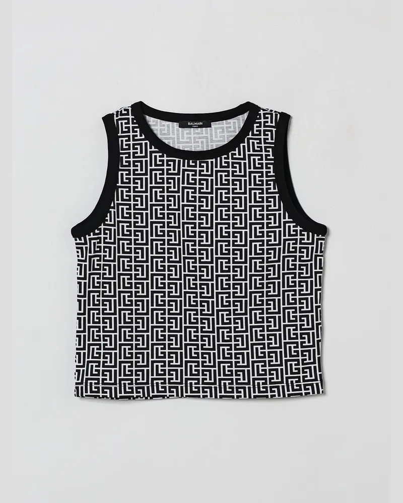 Balmain Baumwoll-Top mit Monogramm Weiß