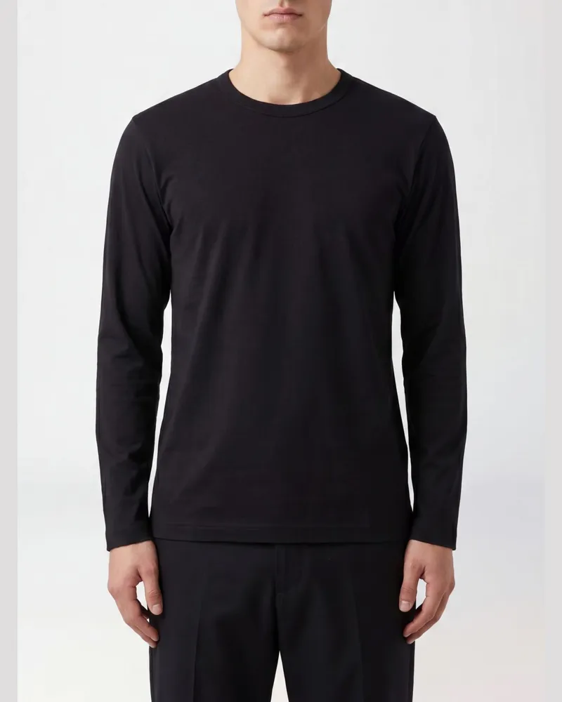 Comme des Garçons Langärmeliges Slim Fit Baumwoll-T-Shirt Schwarz