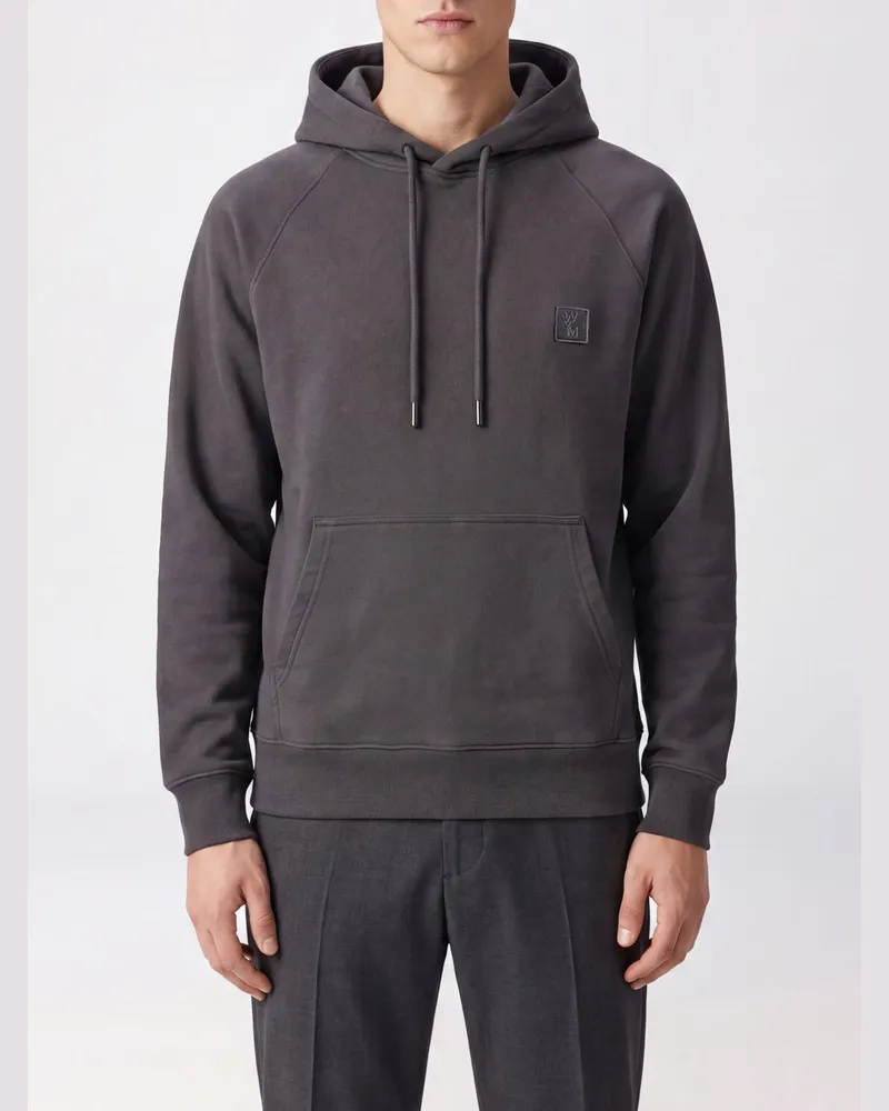 Wooyoungmi Slim-Fit-Kapuzenpullover aus Baumwolle mit Kängurutasche Grau