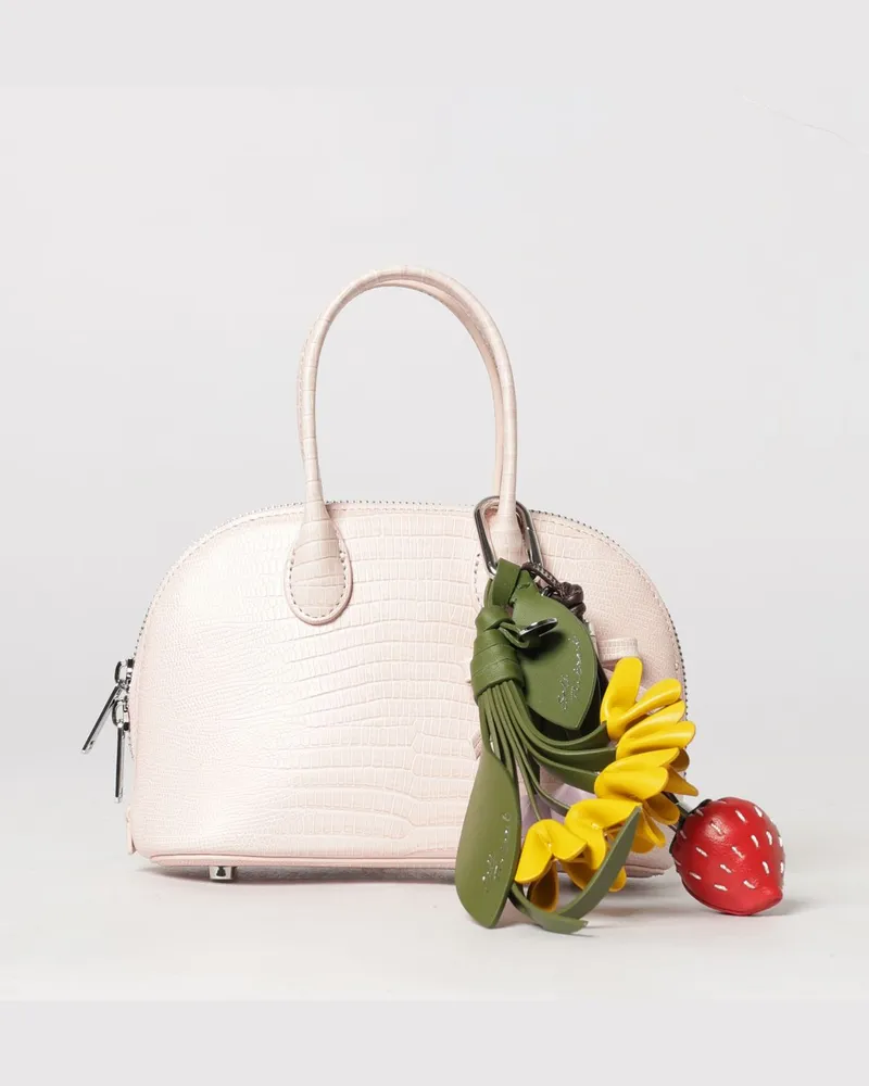Self-Portrait Mini-Handtasche aus Rindsleder mit Doppelgriff und Charm Pink