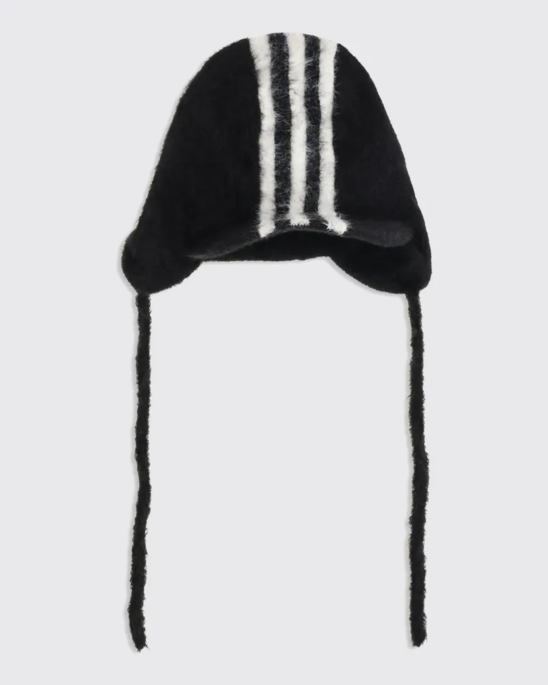 Y-3 Gestreifte Baseballkappe aus Polyamid mit festem Schirm und Logo Schwarz