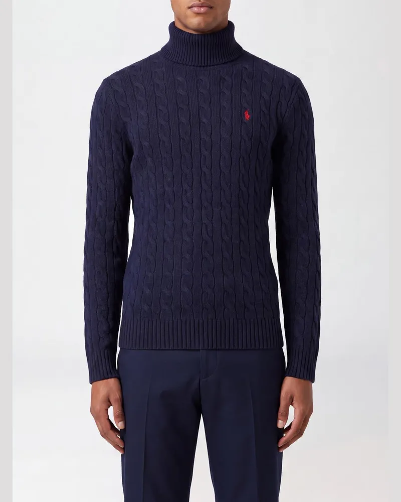 Ralph Lauren Slim Fit Rollkragenpullover aus Wolle und Kaschmir mit Pony-Logo Navy