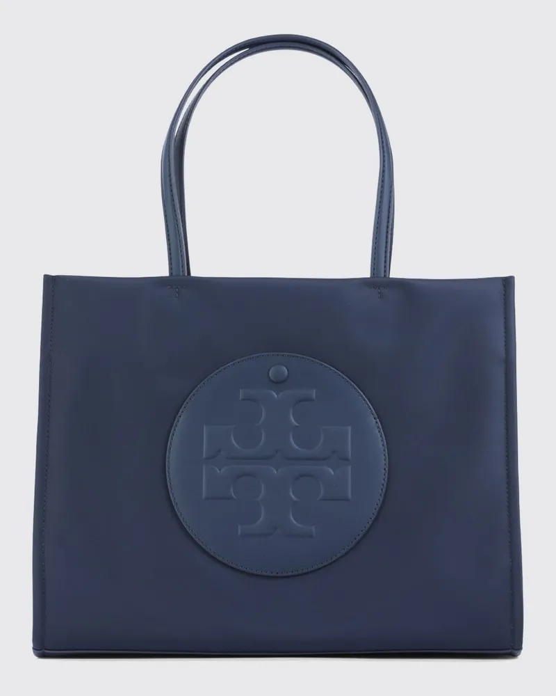 Tory Burch Kleine Ella Nylon-Tragetasche mit Ton-in-Ton Double T-Logo Navy