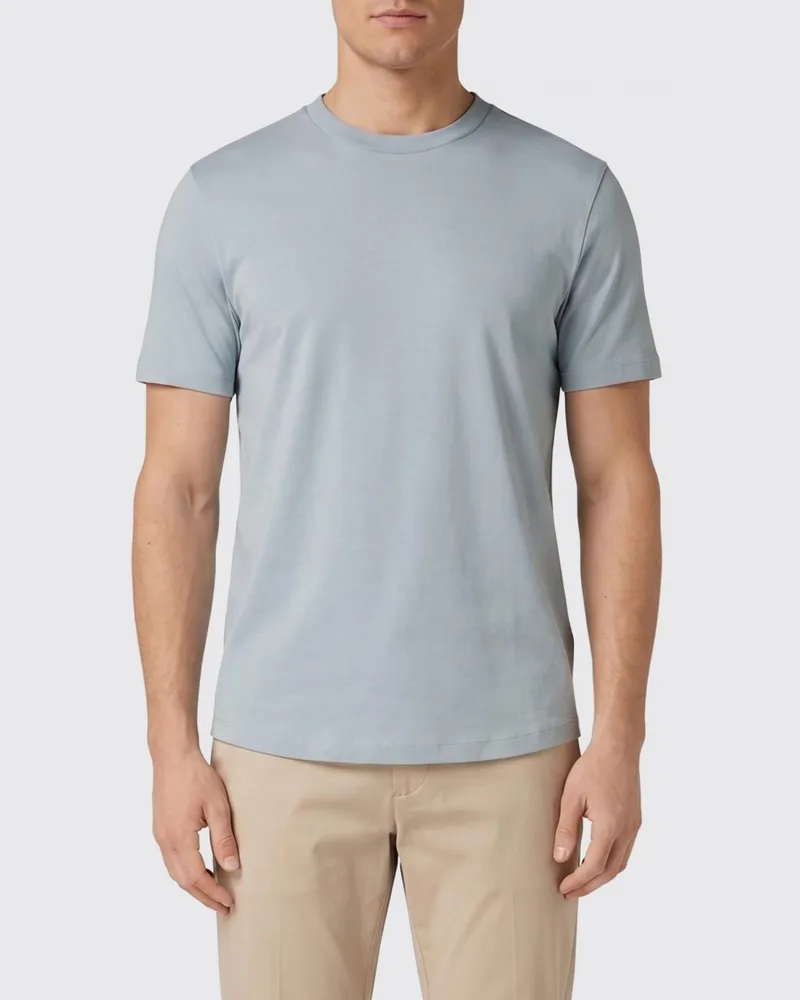HUGO BOSS Basic Baumwoll-T-Shirt Blau