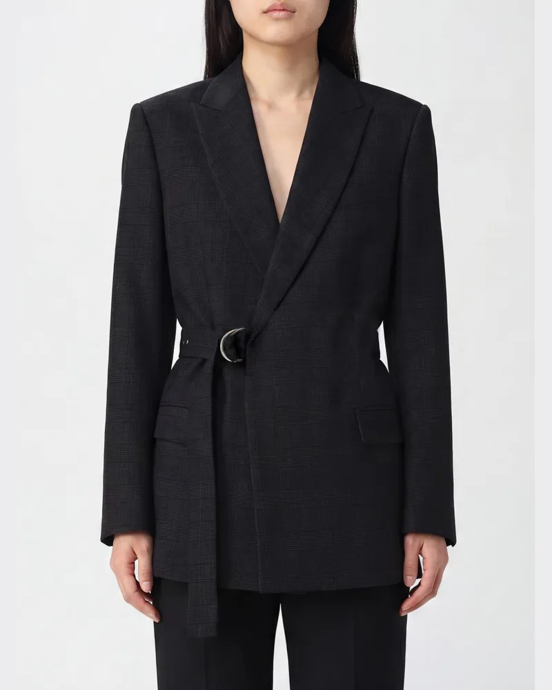 Loewe zweireihiger Blazer aus Prince-of-Wales-Wolle mit Wickelverschluss Grau