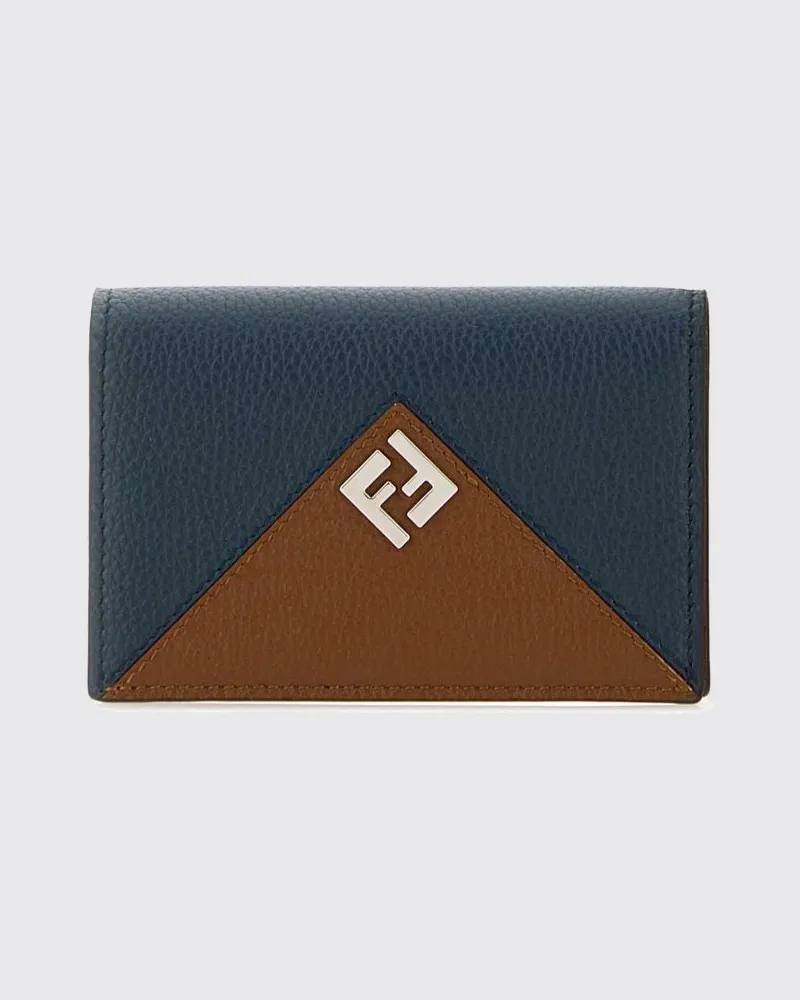 Fendi Bifold-Kartenetui Lui für Herren aus Leder mit FF-Monogramm Blau
