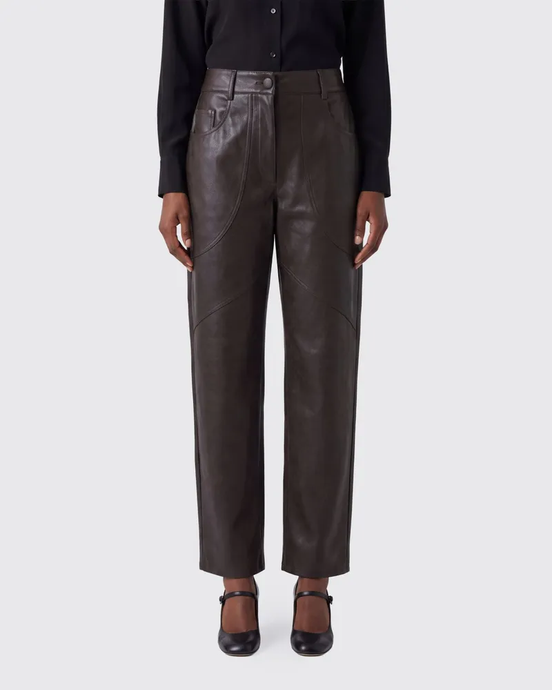 Liu Jo Tapered Fit Hose aus glattem Kunstleder mit mittlerer Taille Braun