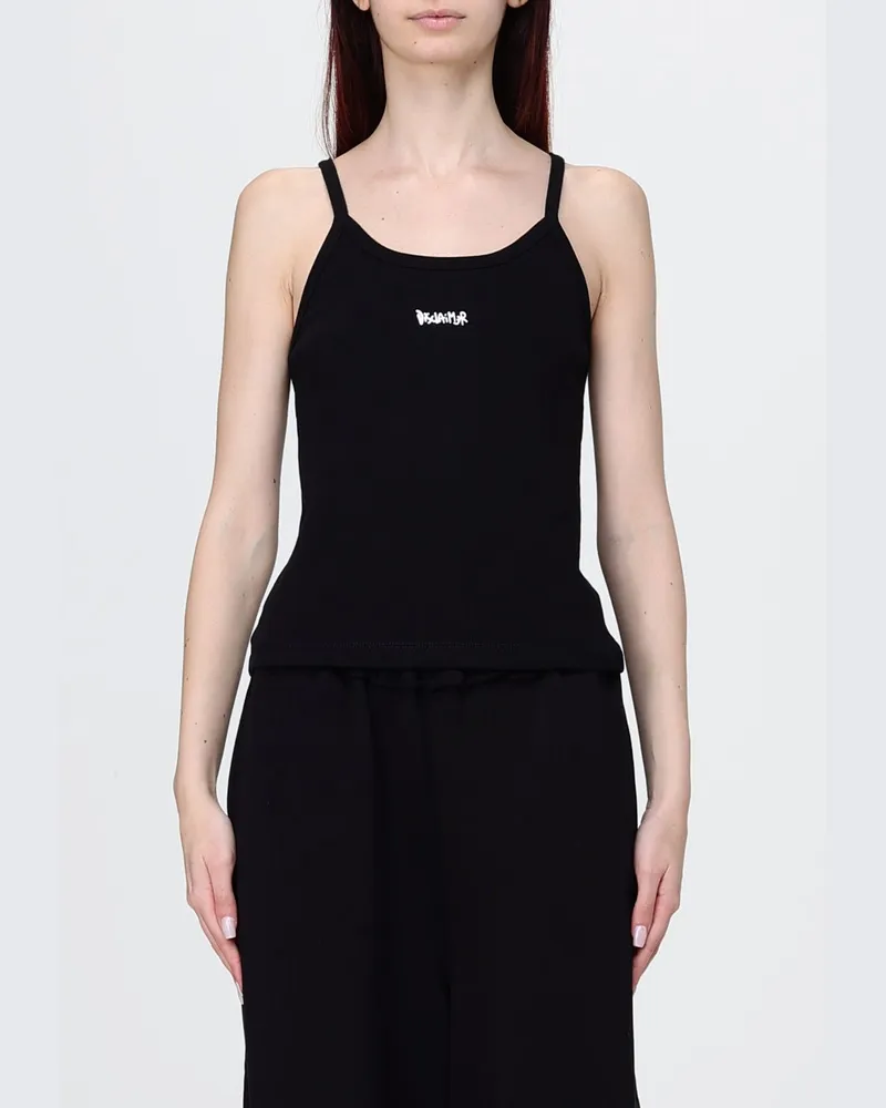 DISCLAIMER Slim Fit Top aus Stretch-Baumwolle mit Kontrastlogo Schwarz