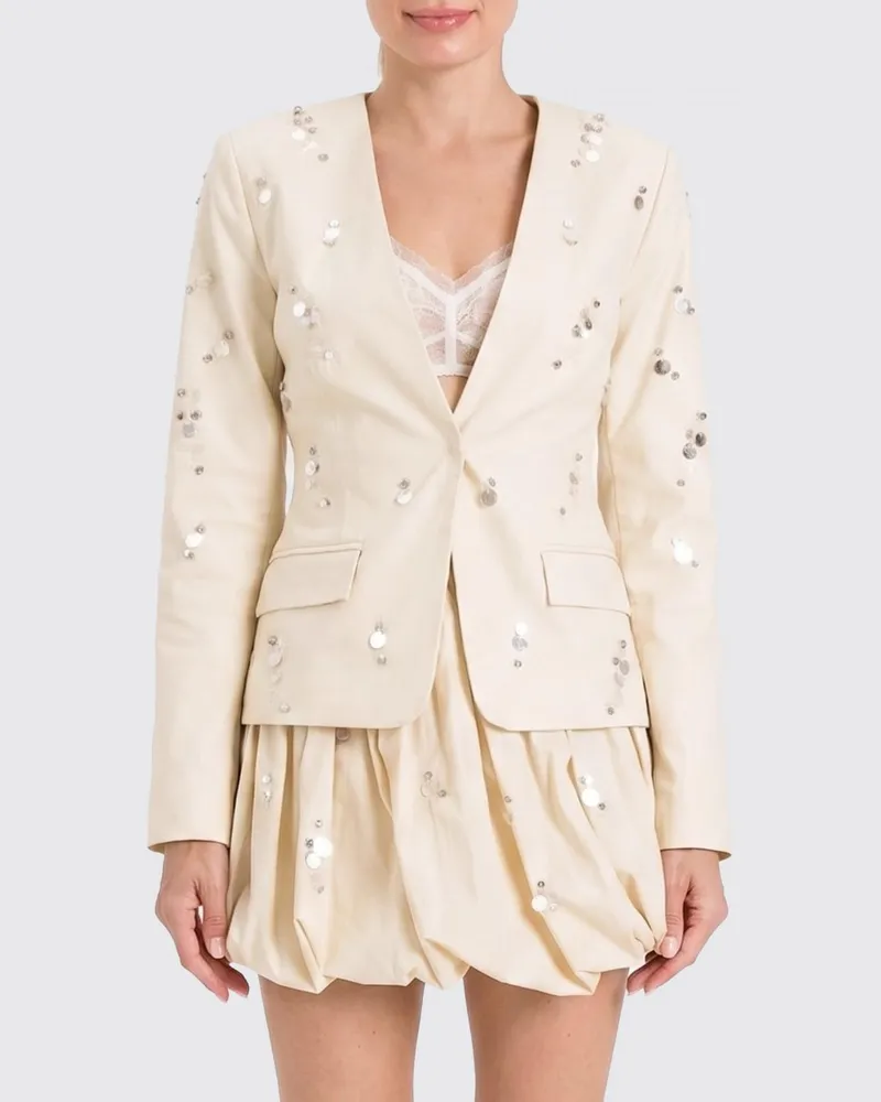 Twin-Set Baumwollblazer mit Pailletten Beige