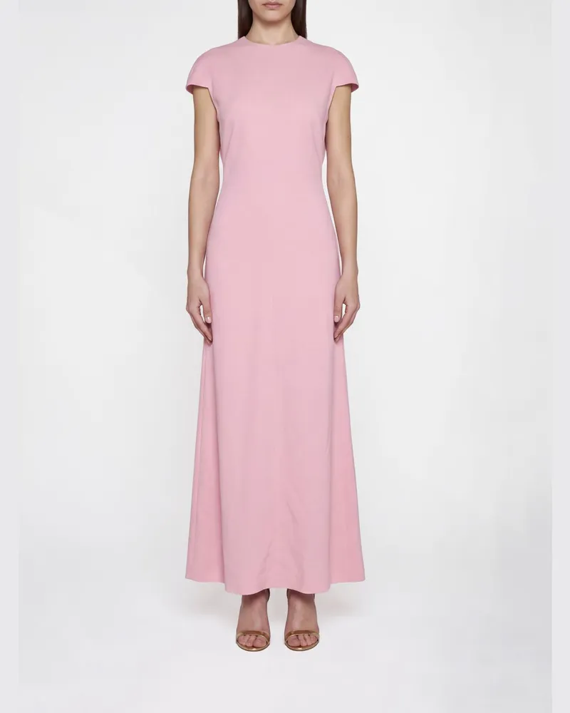 Jil Sander Langes Kleid von aus Schurwolle mit kurzen Ärmeln und Rückenschlitz Pink